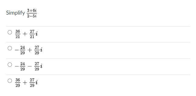 Simplify: 3+6i / 2-5i-example-1