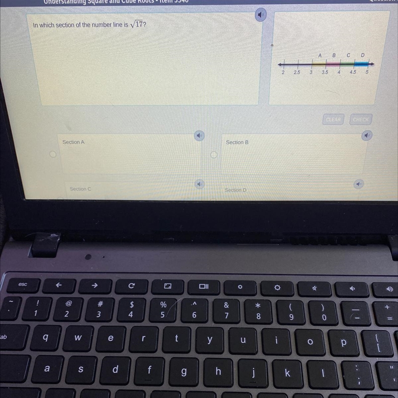 Please help I don’t understand In which section of the number line is ✓17? Answer-example-1