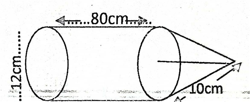 The given figure of a solid made up of cylinder and a cone. If the diameter of the-example-1