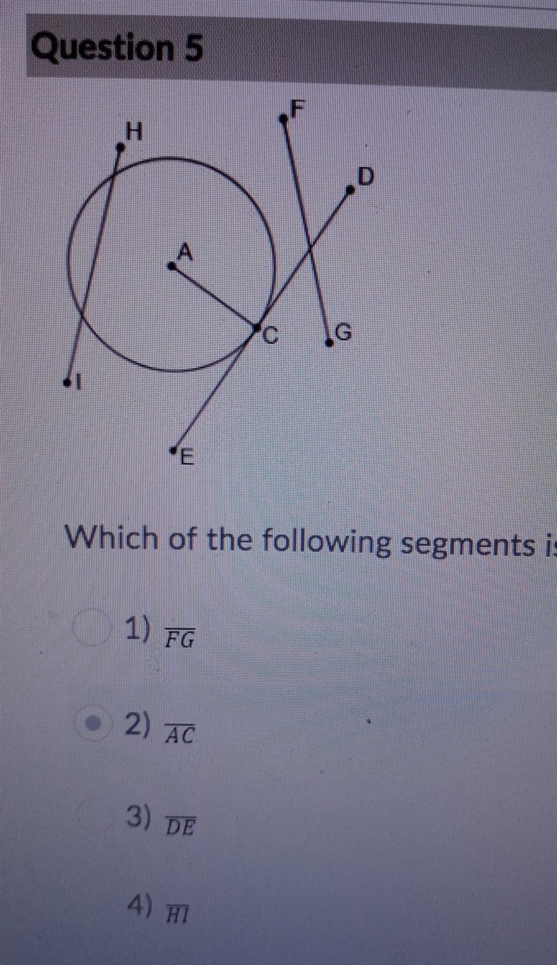 Which of the following segments is Tangent to the circle ​-example-1