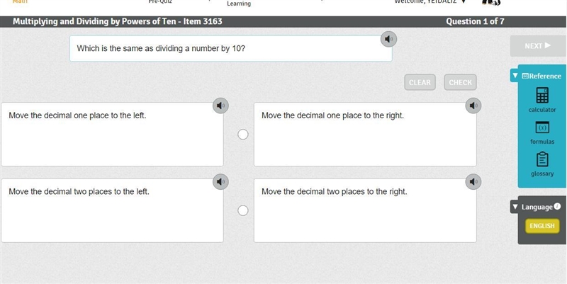 Which is the same as dividing a number by 10? a. Move the decimal one place to the-example-1