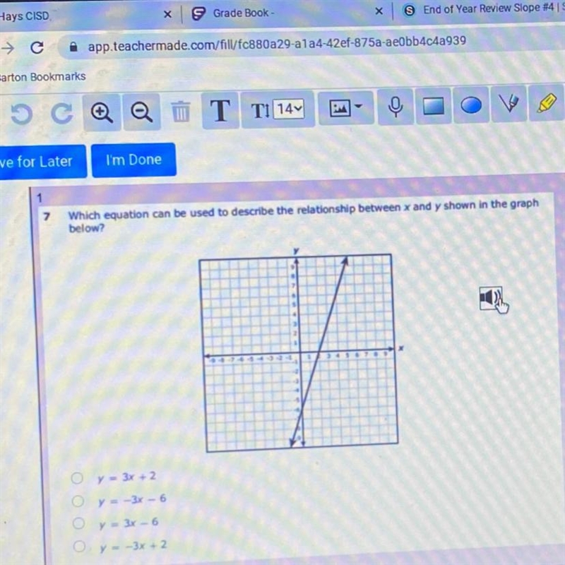 7 Which equation can be used to describe the relationship between x and y shown in-example-1