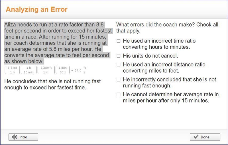 What errors did her coach make in the following example-example-1