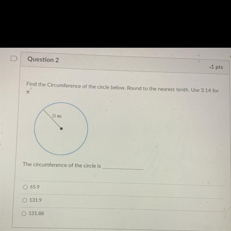 Find the Circumference of the circle below. Round to the nearest tenth. Use 3.14 for-example-1