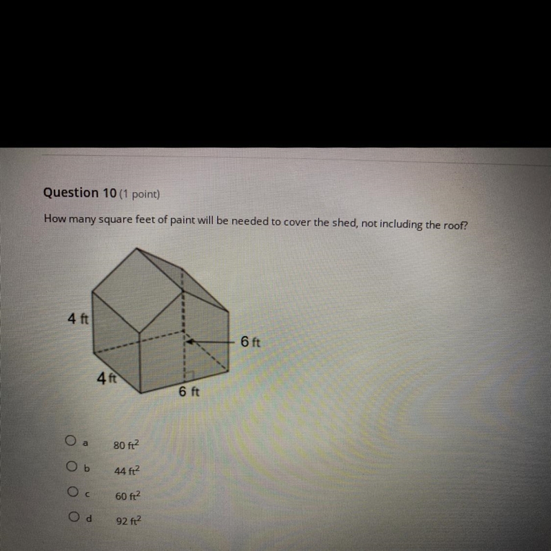 How many square feet of paint will be needed to cover the shed, not including the-example-1