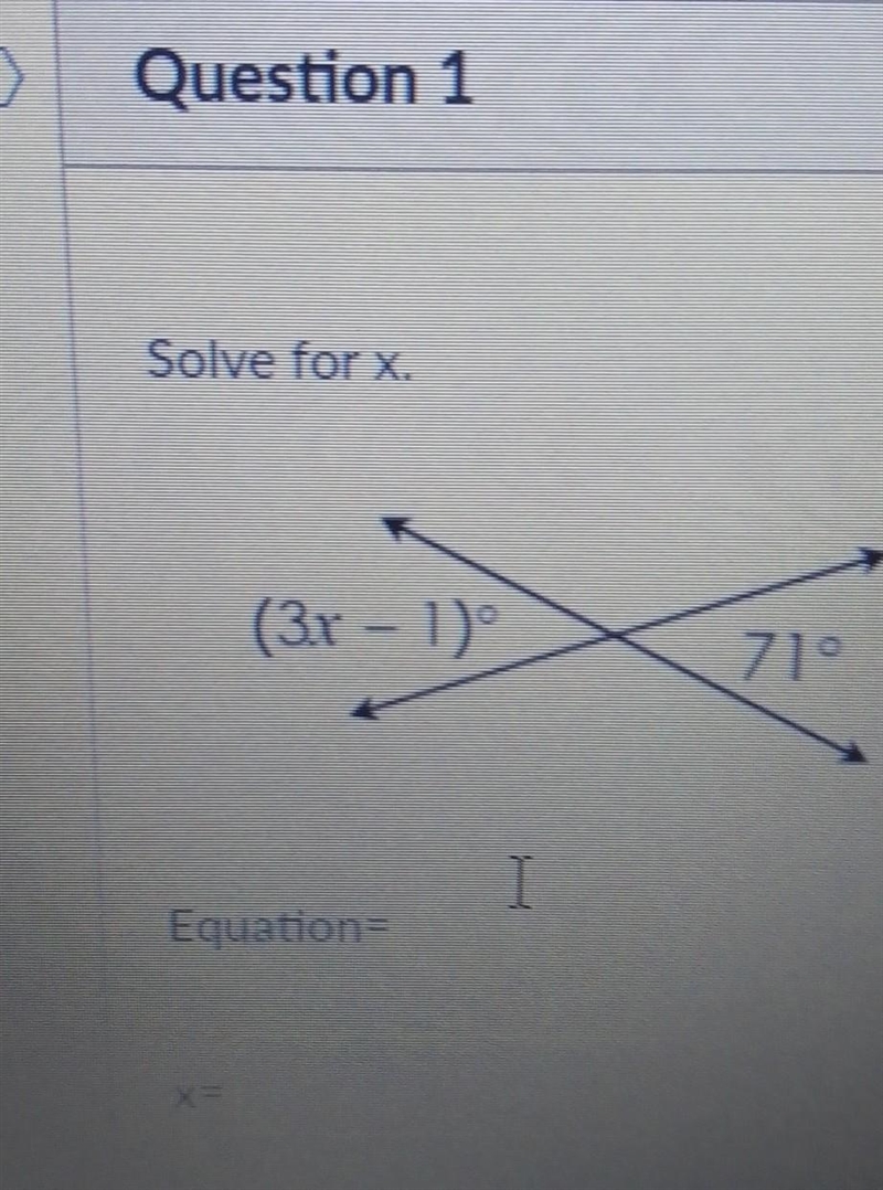 Solve for x (3x-1)°, 71°​-example-1