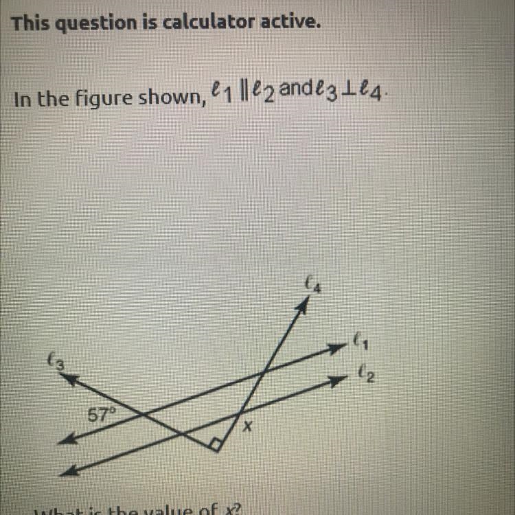 L2 57° X What is the value of x?-example-1