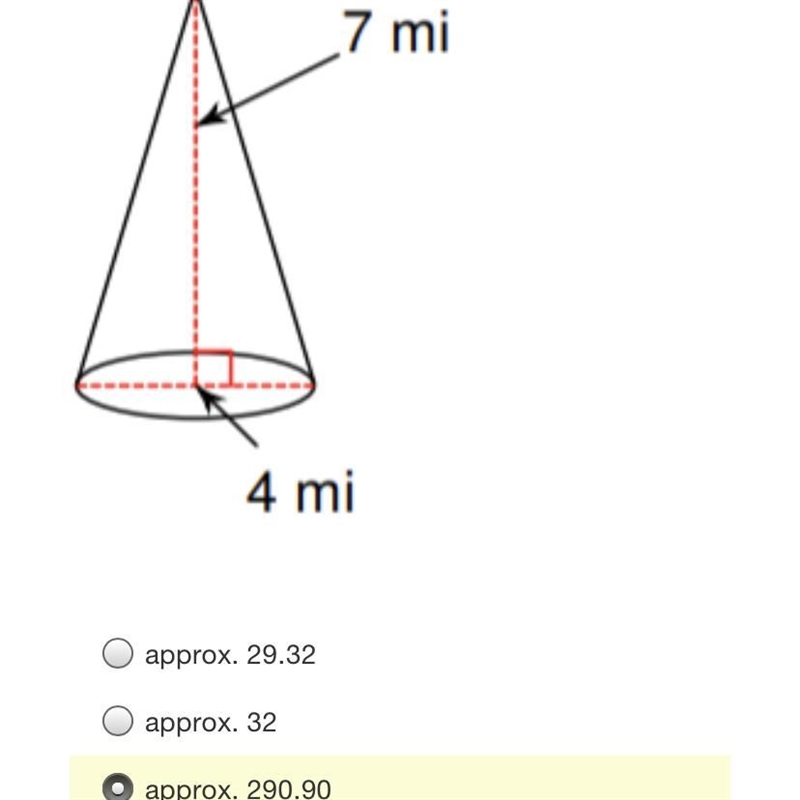 Find the volume of the cone using 3.14 for pi. Please help asap i need it!-example-1