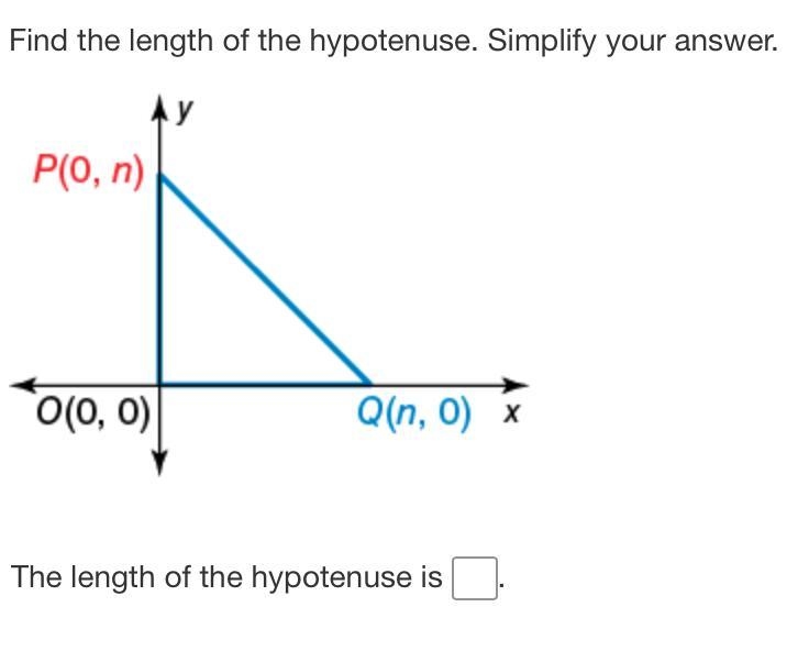 Find the length of the hypotenuse.-example-1