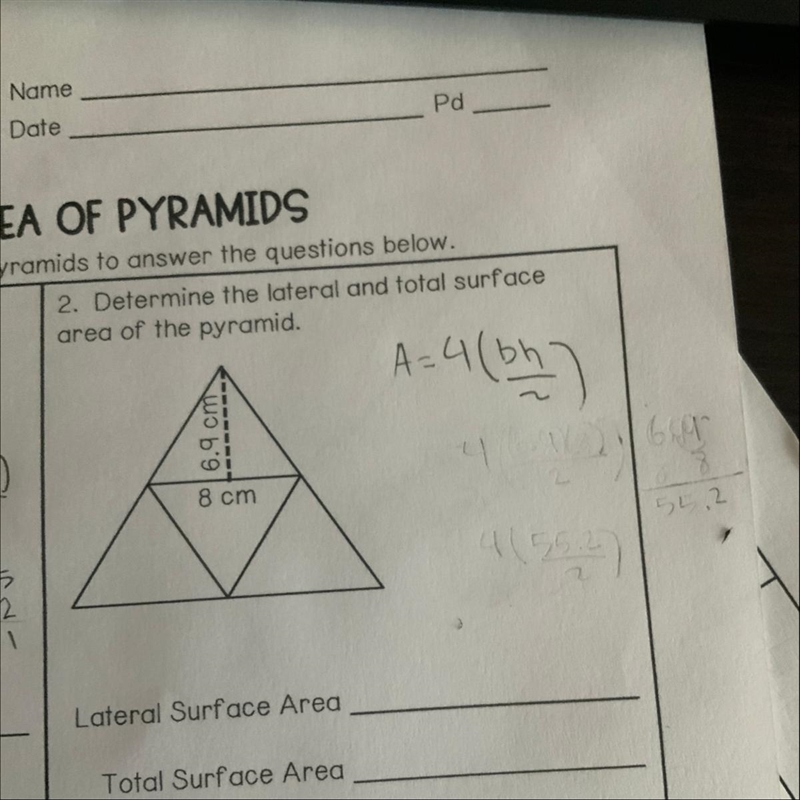 3. Determine the lateral and total surface area of the pyramid.-example-1