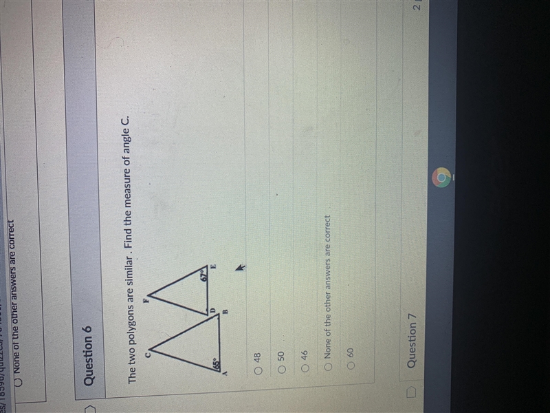 Two polygons are similar. Find measure of angle c-example-1