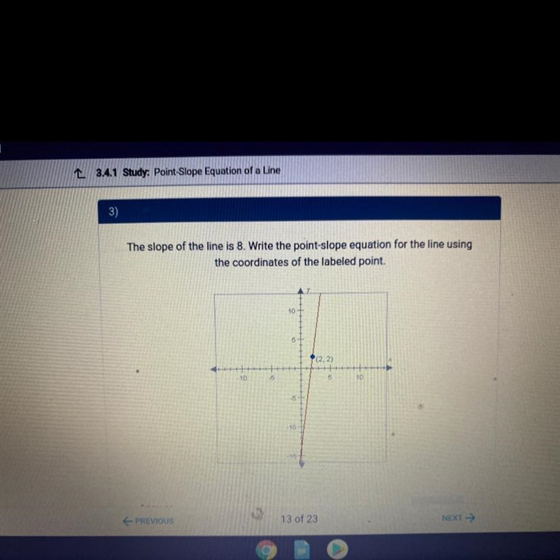 the slope of the line is 8. Write the point-slope equation for the line using the-example-1