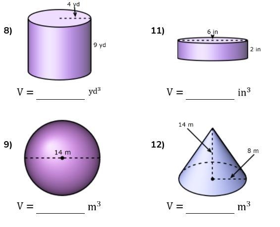 Volume of Cylinders, Cones, and Spheres I NEED HELP ASAP!!-example-1