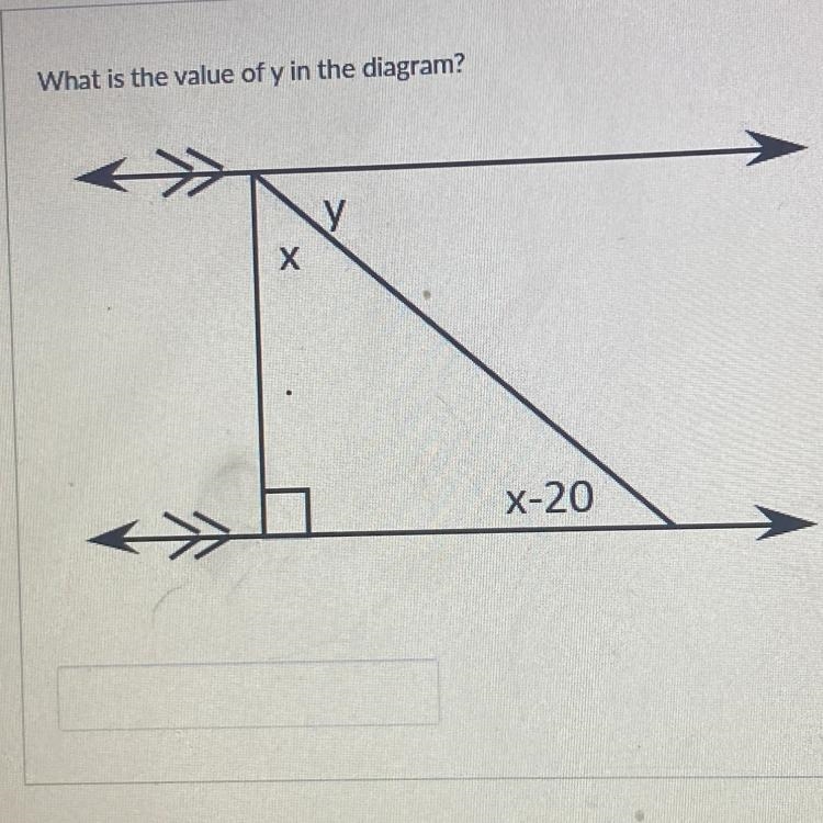 What is the value of y in the diagram? y x X-20-example-1