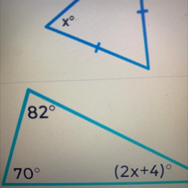 Can someone explain how to solve and find x on the triangle-example-1