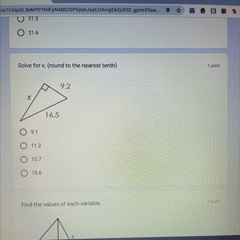 Solve for x. (Round to the nearest tenth)-example-1