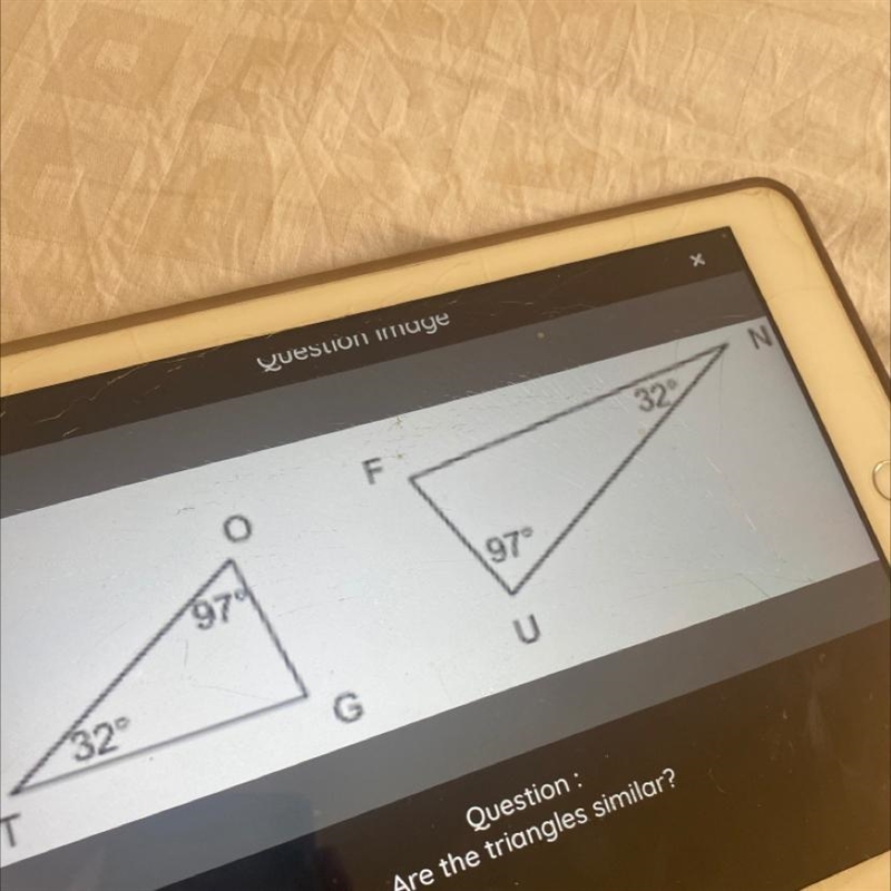 Are the triangle similar 1-yes 2-no-example-1