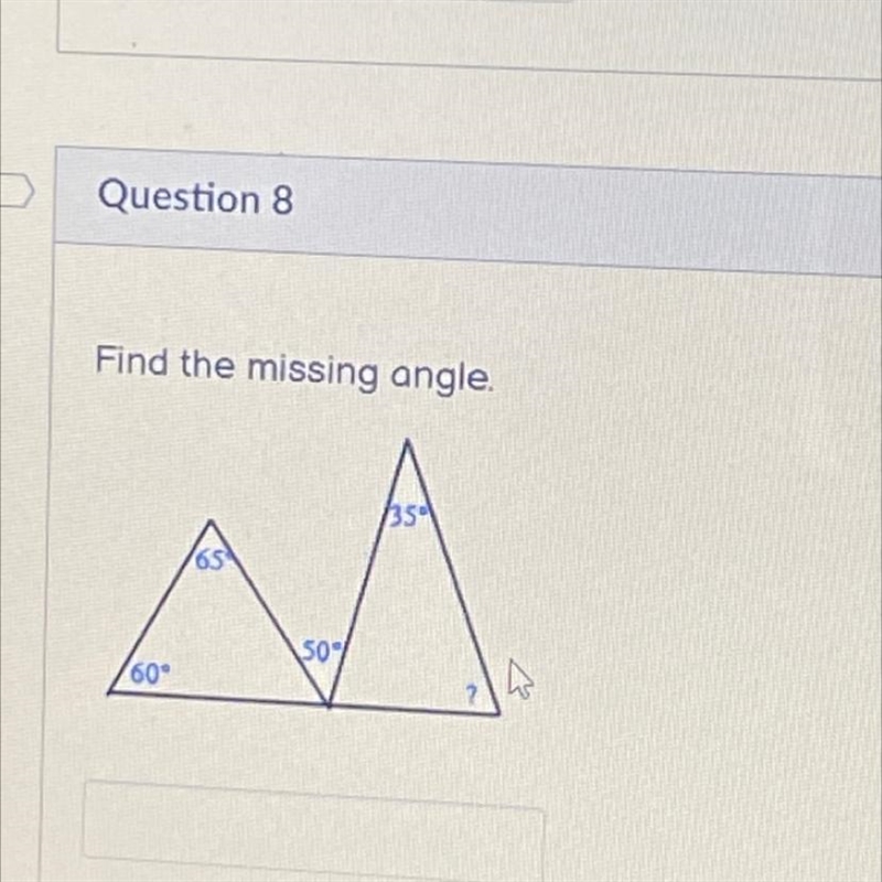 Can some one pls help Find the missing angle.-example-1