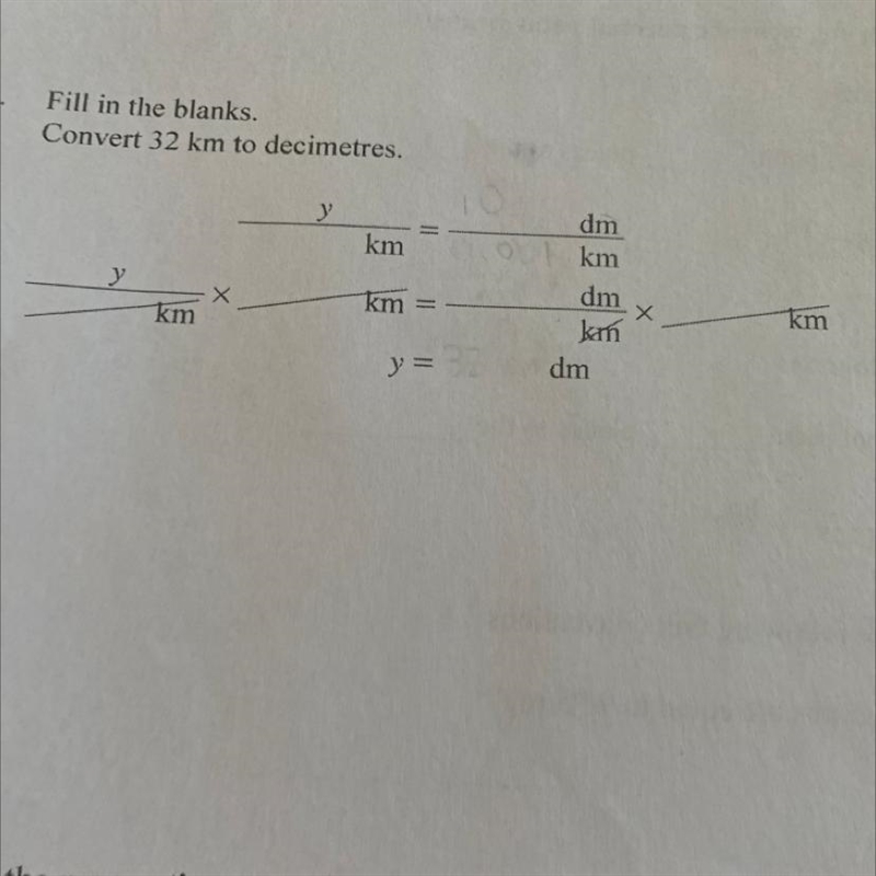 Convert 32 km to decimetres fill in the blanks. Please show your work and show where-example-1