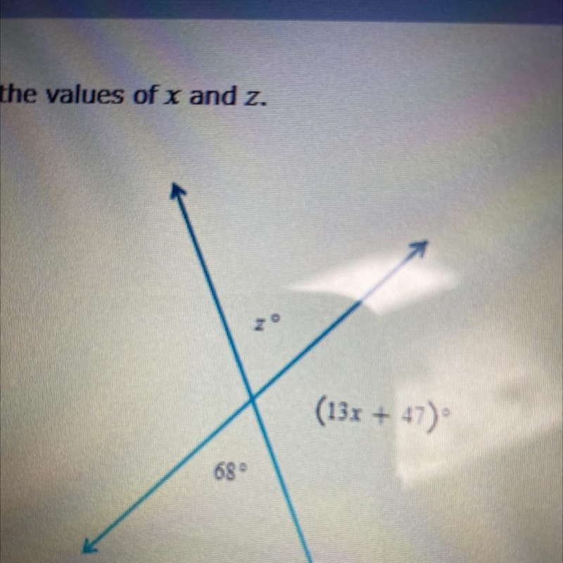 Find the values of x and z-example-1