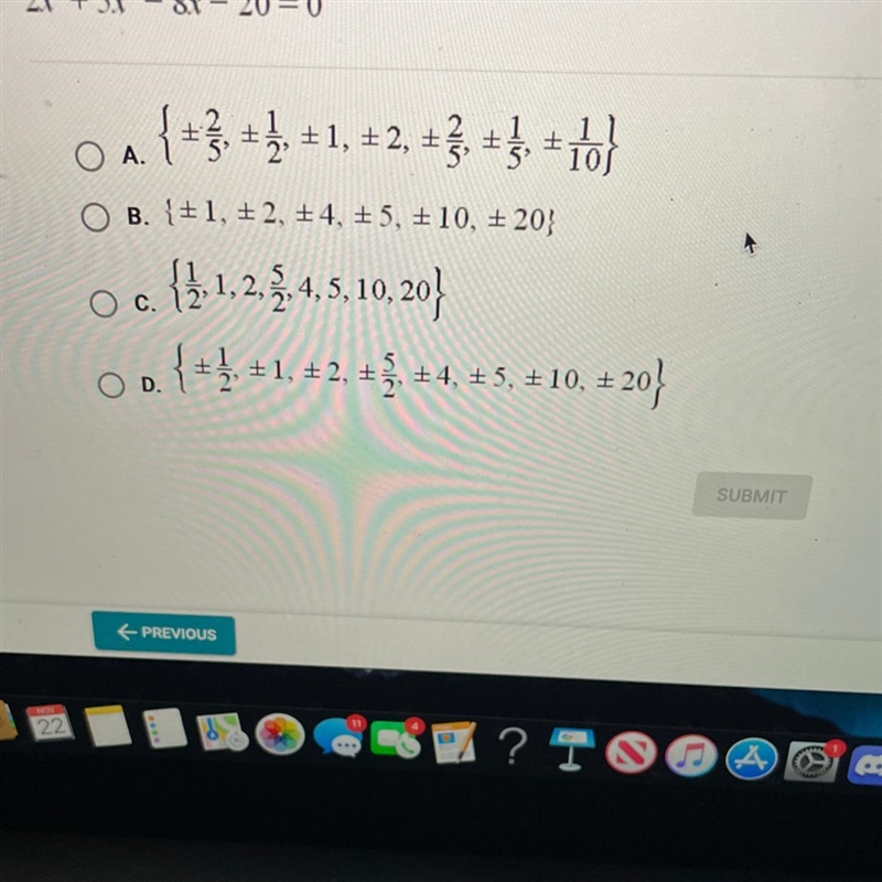 Which of the following represents the set of possible rational roots for the polynomial-example-1