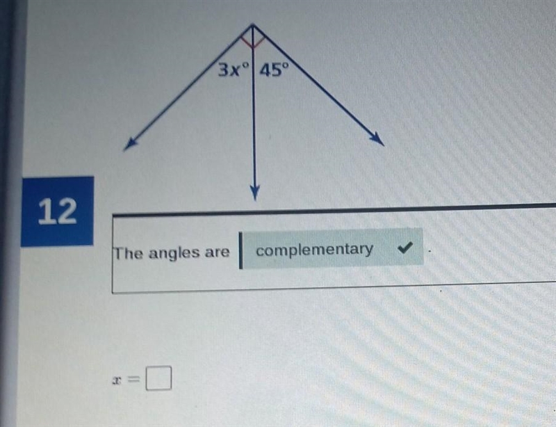 Tell whether the angles are complementary or supplementary. Then find the value of-example-1