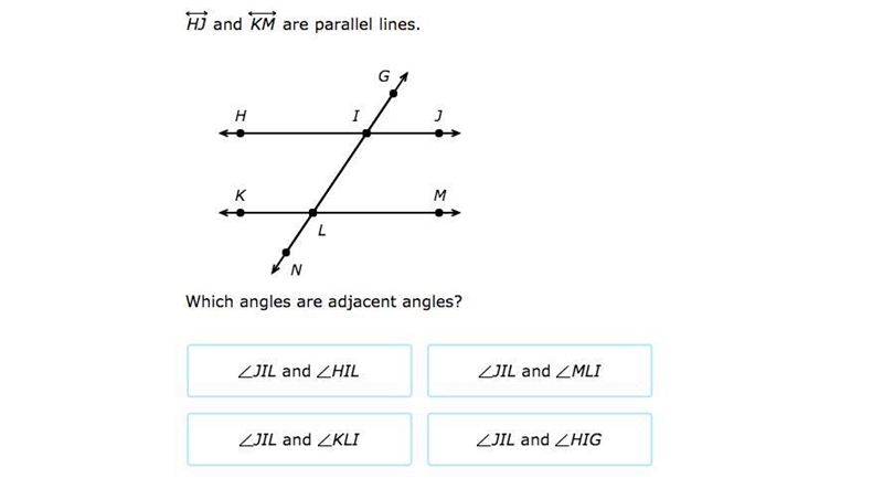 Which angles are adjacent angles?-example-1