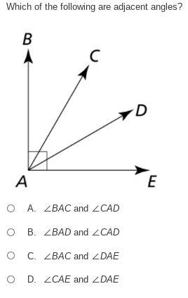 Which of the following are adjacent angles?-example-1