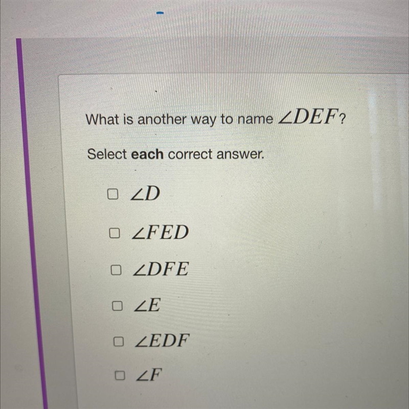 What is another way to name ZDEF? Select each correct answer.-example-1