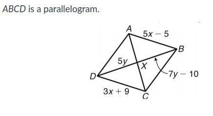 Solve for x and find AB Solve for y and find BX-example-1