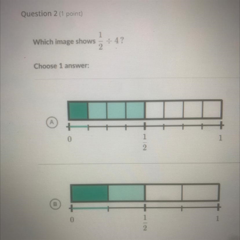 Which image shows 1/2÷4? A or B-example-1