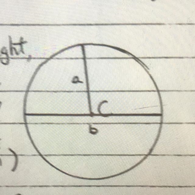 In circle C, to the right, if a=7, what would the circumference of C be?(to nearest-example-1