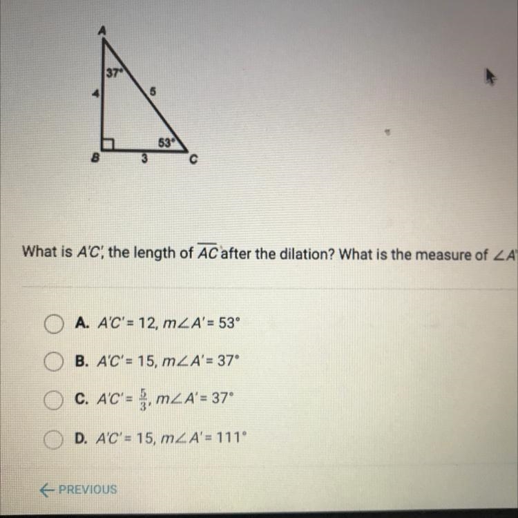 ABC is dilated by a factor of 3 to produce A'B'C'.-example-1