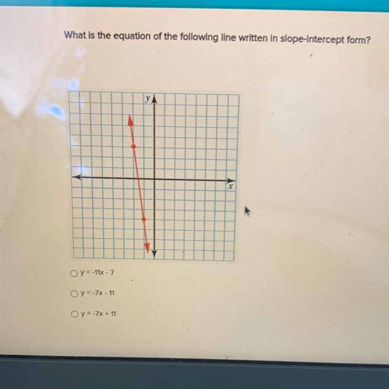 What is the equation of the following line written in slope-Intercept form?-example-1