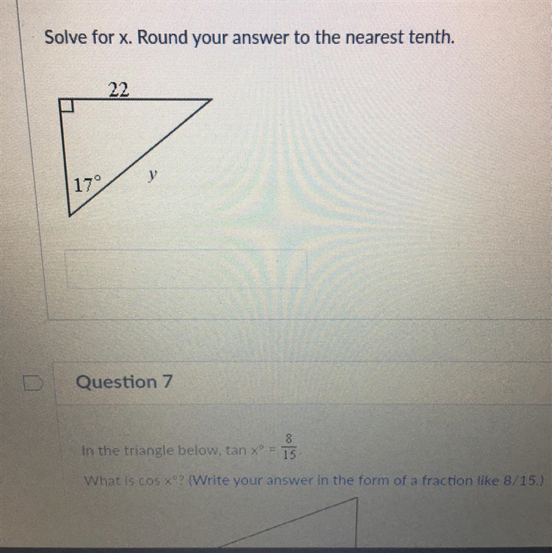 Solve for x. Round your answer to the nearest tenth-example-1