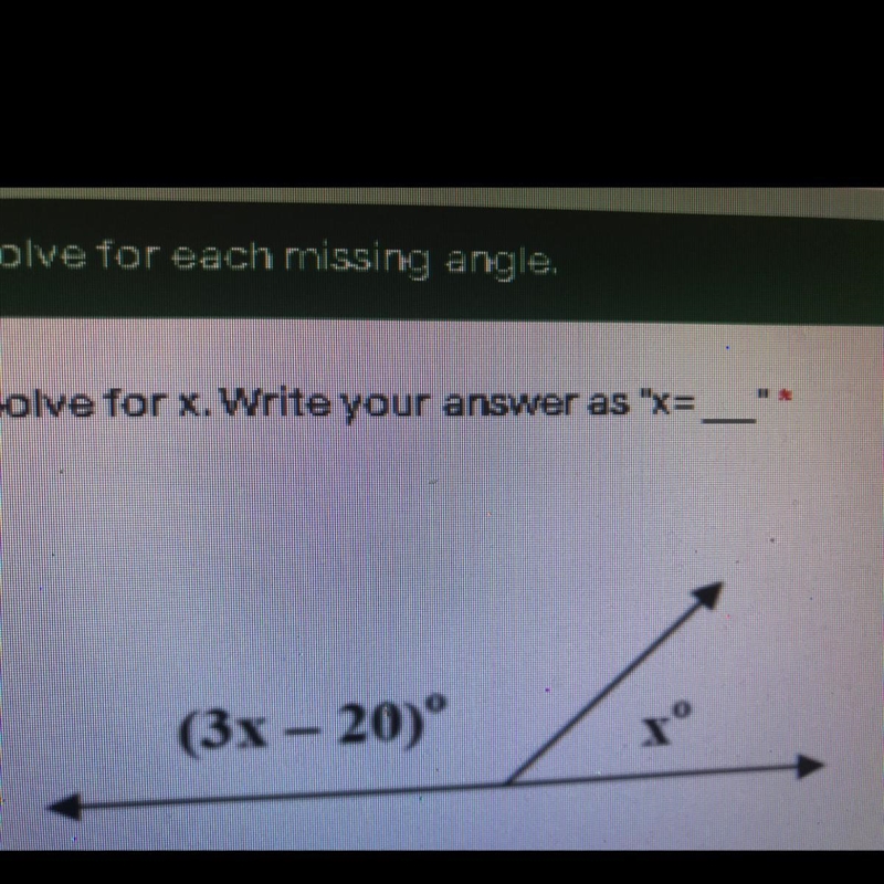 Solve for. . Write your answer as “x=__”-example-1