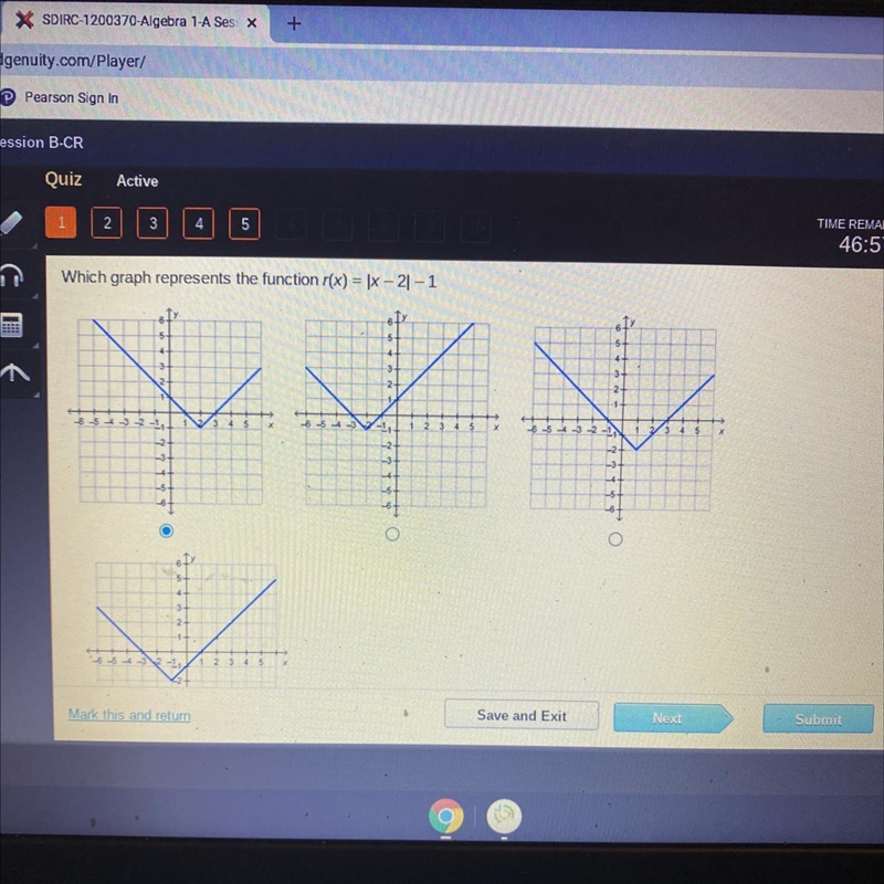 Which graph represents the function r(x) = Ix-21 - 1-example-1