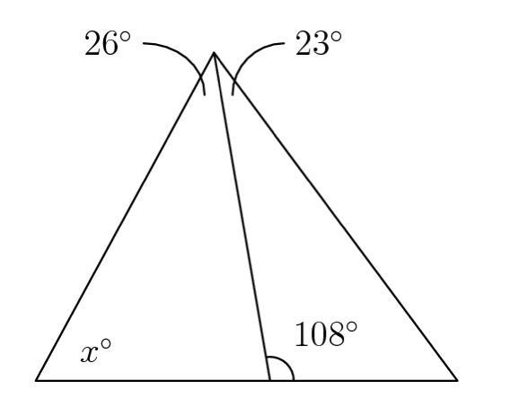 Find the number of degrees in the measure of angle x-example-1