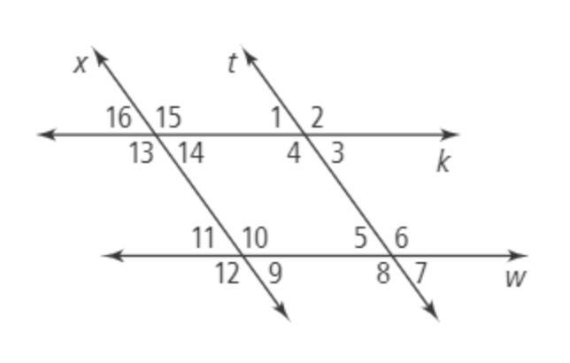 Given k||w, x||tm, and <5=45 degrees, what is m<7?-example-1