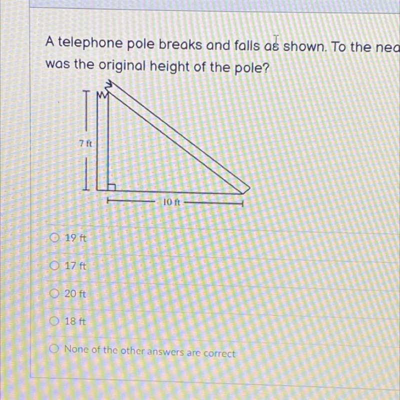 Can someone help me :( A telephone pole breaks and falls as shown. To the nearest-example-1