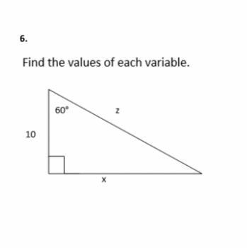 6. Find the values of each variable PLEASE HELP ASAP I JUST NEED THIS LAST QUESTION-example-1