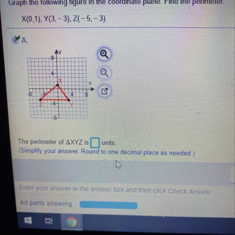 The perimeter of AXYZ is __ units-example-1