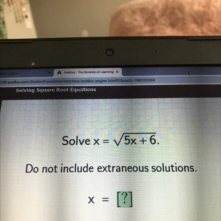 Solve x = 5x + 6. Do not include extraneous solutions. x = [?]-example-1