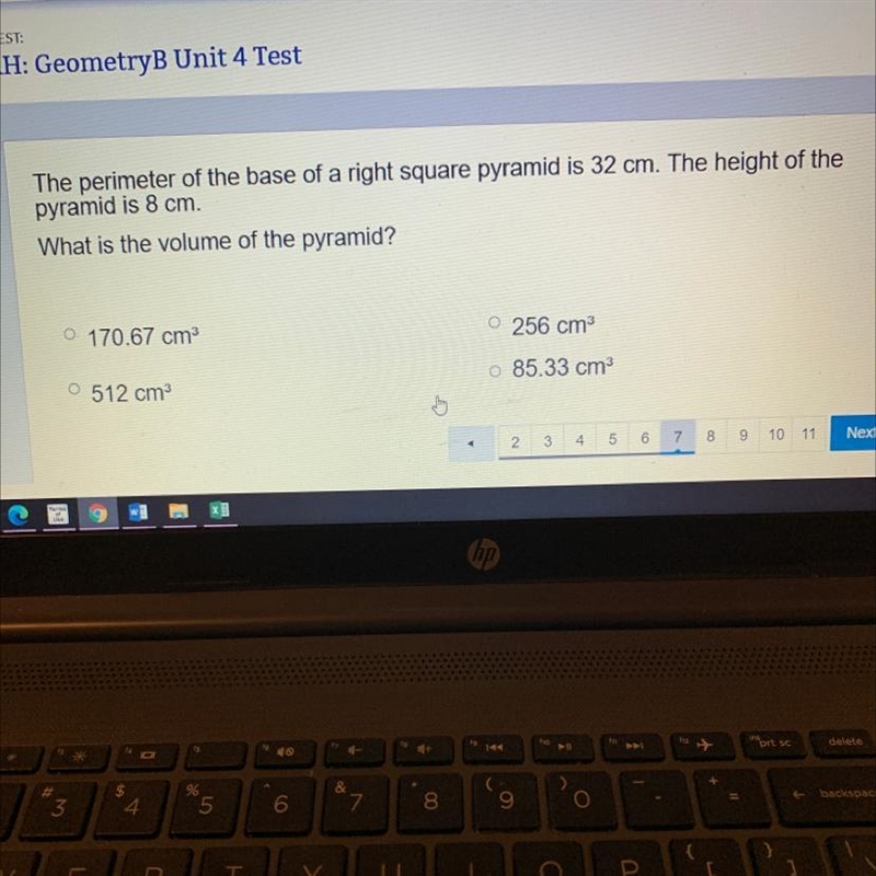 UNIT TEST: TVAH: GeometryB Unit 4 Test The perimeter of the base of a right square-example-1