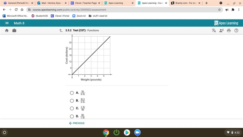 The relationship between the number of pounds (Ib) of cheese and the total cost in-example-1