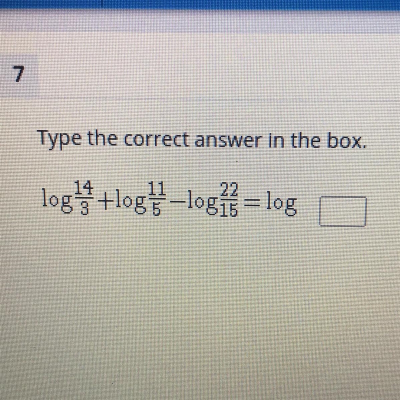 Type the correct answer in the box. log +log -10823= log-example-1