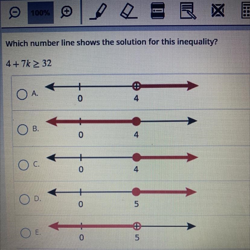 Which number line shows the solution to this inequality?? Pls help it’s very easy-example-1