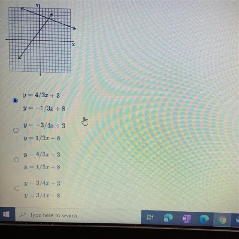 Which system of equations is best represented by the graph?-example-1