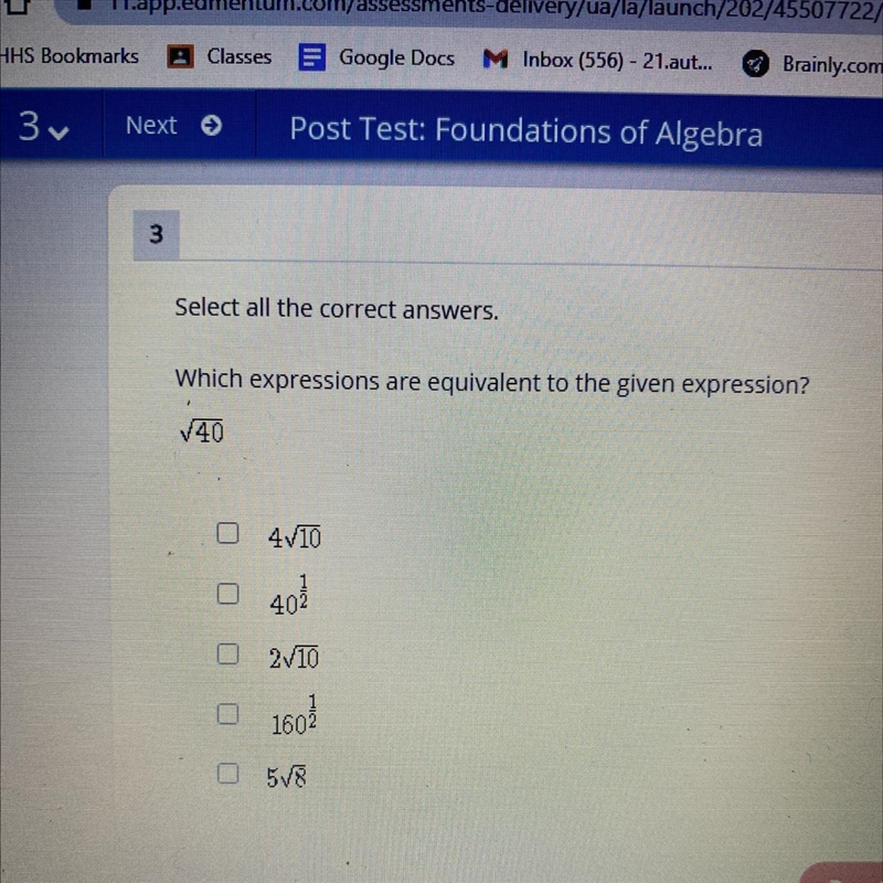 Select all the correct answers. Which expressions are equivalent to the given expression-example-1