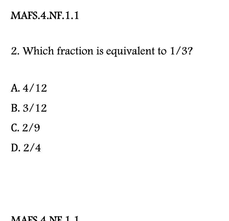 Which fraction is equivalent to 1/3?-example-1